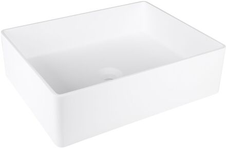 Differnz Solid Waskom 48.5x38x14cm Solid Surface Rechthoek Mat Wit 38.150.03 Wit mat