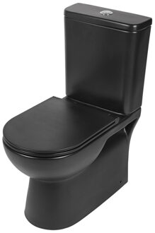 Differnz staand toilet Duoblok spoelrandloos met softclose en quickrelease zitting mat zwart 38.500.11 Zwart mat