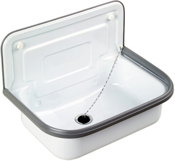 Differnz Uitstortgootsteen Differnz 50x33cm met Afvoerstop Wit