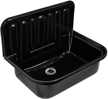 Differnz Uitstortgootsteen Differnz 50x33cm met Afvoerstop Zwart