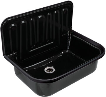 Differnz Uitstortgootsteen Differnz 50x33cm met Afvoerstop Zwart