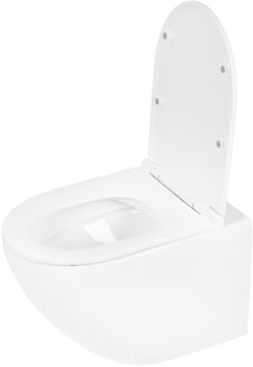 Differnz Wandtoilet Differnz Met PK Uitgang Rimless Inclusief Toiletbril Glans Wit