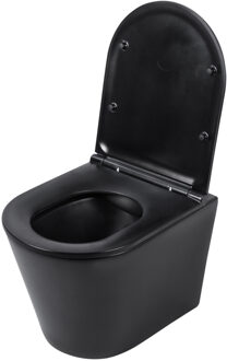 Differnz Wandtoilet Differnz Met PK Uitgang Rimless Inclusief Toiletbril Mat Zwart