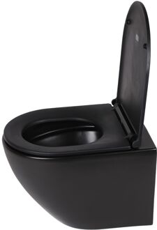 Differnz Wandtoilet Differnz Rimless 49x36x37cm Inclusief Toiletbril Zwart