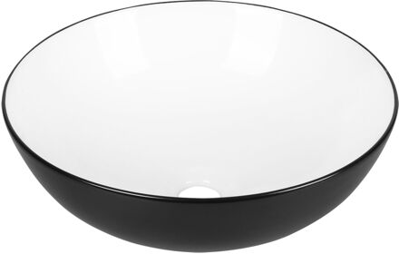 Differnz Waskom Badkamer Duo - Keramiek - Rond - Zwart/wit - 39,5cm