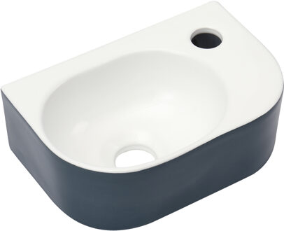 Differnz Waskom Differnz Lina fontein Keramiek 30x20x10 cm Blauw/ hoogglans wit