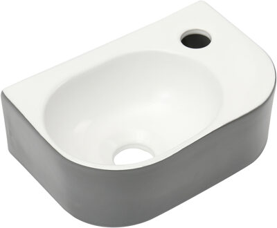 Differnz Waskom Differnz Lina fontein Keramiek 30x20x10 cm Grijs/ hoogglans wit