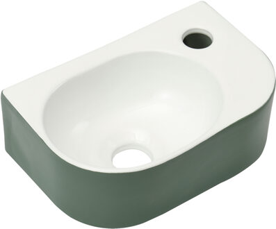 Differnz Waskom Differnz Lina fontein Keramiek 30x20x10 cm Groen/ hoogglans wit