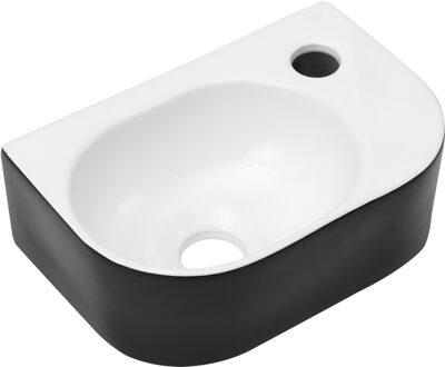 Differnz Waskom Differnz Lina fontein Keramiek 30x20x10 cm Zwart/ hoogglans wit