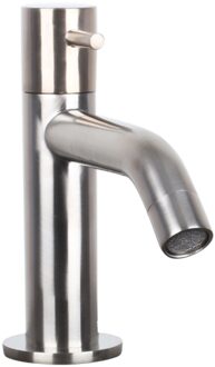 Differnz Wastafelkraan Gebogen – Kraan Koud Water – Toiletkraan - Mat Chroom