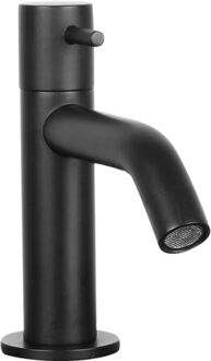 Differnz Wastafelkraan Gebogen – Kraan Koud Water – Toiletkraan - Mat Zwart