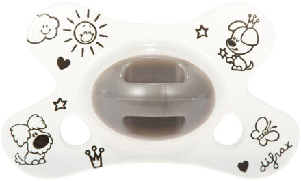 Difrax Natural Newborn Woezel & Pip 0-6 M fopspeen Grijs