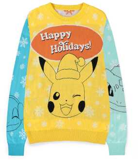 Difuzed Pokémon Sweater Pikachu, Bulbasaur, Squirtle & Charmender (Christmas Jumper) Size S