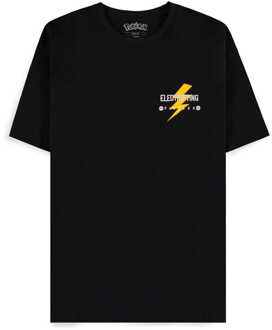 Difuzed Pokemon T-Shirt Black Pikachu Electrifying Line-art Size L