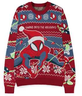 Difuzed Spider-Man Sweater Swing into the Holidays (Christmas Jumper) Size L