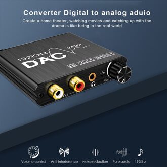 Digitaal Naar Analoog Audio Converter Optical Fiber Toslink Coaxiale Signaal Naar Rca 3.5Mm Jack Decoder Versterker 192Khz 24bit