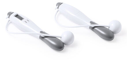 Digitaal springtouw - wit - in etui - gerecycled plastic - sport/fitness springtouw