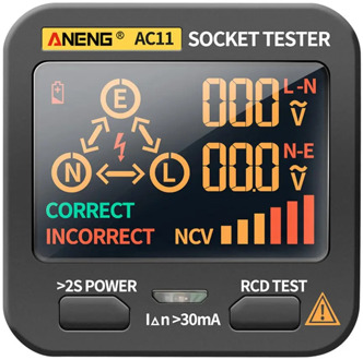 Digital Socket Tester Voltage Test US/UK/EU/AU Plug Ground Zero Line Phase Check Rcd NCV test Socket Leakage Detector