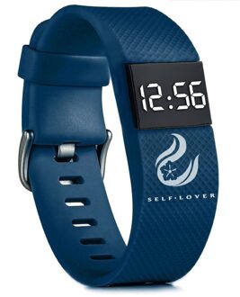 Digital Unisex Horloge Led Sport Siliconen Band Horloges Mannen Vrouwen Universele Elektronische Pols Klok Reloj Deportivo donker blauw