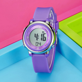 Digital Women Girl Wristwatch Fashion Waterproof Purple Silicone Children Watch kids 7 colors LED Sport Swimming Watches alarm