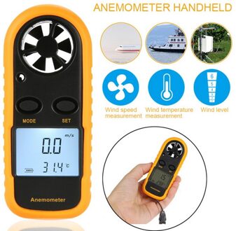 Digitale Anemometer Thermometer Meten Wind Temperatuur Handheld Mini Hoge Nauwkeurigheid Wind Meter geel