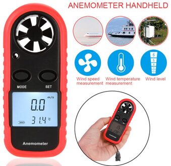 Digitale Anemometer Thermometer Meten Wind Temperatuur Handheld Mini Hoge Nauwkeurigheid Wind Meter Rood