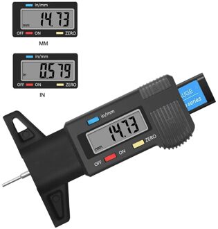 Digitale Autoband Loopvlak Dieptemeter Measurer Tool Remklauw Dikte Meters Loopvlak Remblokken Schoen Tire Monitoring Systeem zwart