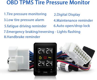 Digitale Bandenspanning Monitor Obd Tpms Monitor Alarm Systeem Voor Toyota Corolla Camry Prado Prius For Corolla 14-18