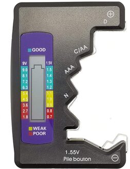 Digitale Batterij Tester Universele Batterij Tester Lcd Display AA5 AAA7N 1.5V 9V Knoopcel Batterijen Batterij Tester Analyzer zwart