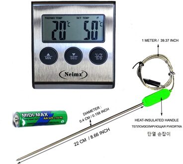Digitale Bbq Gebraden Vlees Thermometer Voor Keuken Oven Voedsel Koken Met 22Cm Lange Temperatuur Sonde Voor Melk Suiker vloeibare KN6002