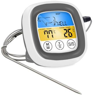 Digitale Bbq Vlees Thermometer Grill Oven Thermomet Met Timer & Rvs Probe Koken Keuken Thermometer 1Pcs wit