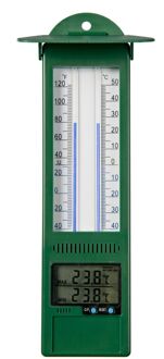 Digitale binnen/buiten thermometers groen van kunststof 24 cm - Buitenthermometers