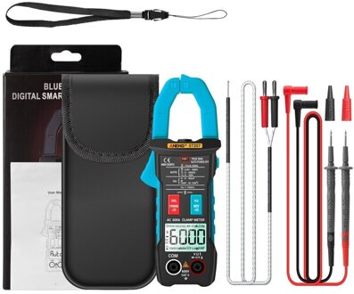 Digitale Bluetooth Multimeter Stroomtang 6000 Counts True Rms Dc/Ac Voltage Tester Ac Stroom Hz Capaciteit Ohm Tester blauw