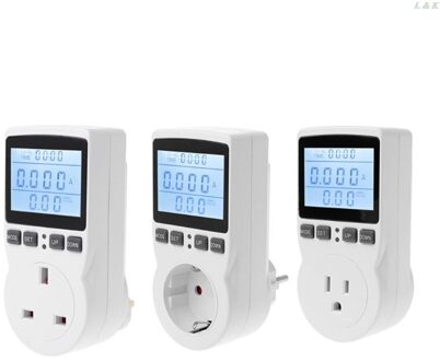 Digitale Digitale Power Meter Socket Eu/Us/Uk Plug Energy Meter Stroom Spanning Watt Elektriciteit Kosten Meten Monitor power EU plug