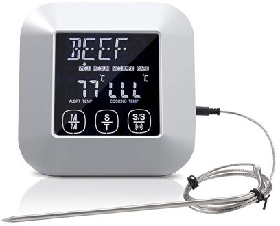 Digitale Druk Screen Koken Thermometer Geschikt Voor Vlees En Gevogelte Bedrade Sonde, Gebruikt Voor Koekenpan Oven Grillen