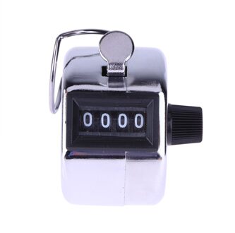 Digitale Hand Tally Counter 4 Cijferig Nummer Handmatige Telling Golf Clicker Mini Handleiding Training Tellen Max. 9999 Teller zilver