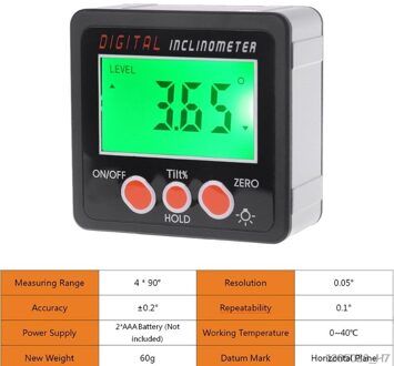 Digitale Inclinometer Elektronische Gradenboog Aluminium Legering Shell Bevel Box Hoek Gauge Meter Meten
