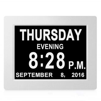 Digitale Kalender Dag Klok Met Grote Clear Tijd Dag En Datum Display Wall wit