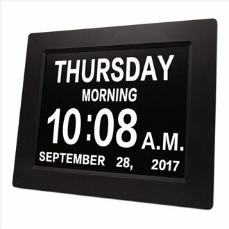 Digitale Kalender Dag Klok Met Grote Clear Tijd Dag En Datum Display Wall zwart