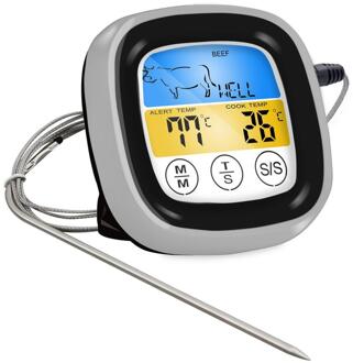 Digitale Keuken Vlees Thermometer Voor Bbq Grill Voedsel Koken Oven Vlees Thermometer Vis Kip Barbecue Accessoires zwart
