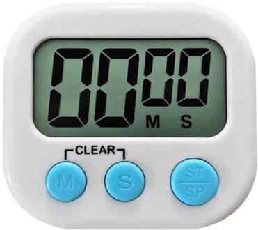Digitale Kookwekker Mini Lcd Grote Luid Alarm Magnetische Achterzijde Stand Countdown Alarm Voor Koken Bakken Keuken Accessoires wit