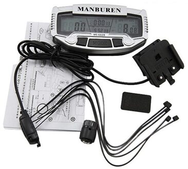 Digitale Lcd-scherm Fietsen Fiets Computer Kilometerstand Snelheidsmeter met Groene Achtergrondverlichting Thermometer, Klok en Stopwatch etc.