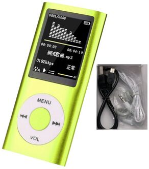 Digitale Lcd-scherm Voice Opname FM Radio E-Book Recorder Speler met Opladen Kabel + Oordopjes MP3 Muziekspeler groen