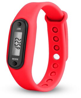 Digitale Lcd Stappenteller Run Stap Calorie Counter Walking Sport Smart Horloge Armband Display Fitness Gauge Stap rood