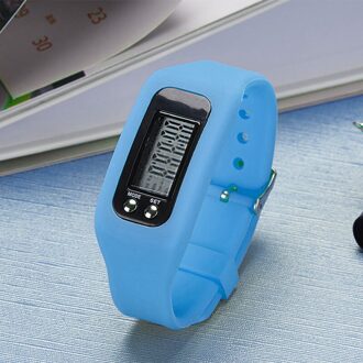 Digitale Lcd Stappenteller Run Stap Loopafstand Calorie Counter Sport Horloge Armband TOO789 Blauw