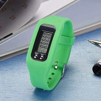 Digitale Lcd Stappenteller Run Stap Loopafstand Calorie Counter Sport Horloge Armband TOO789 groen