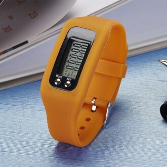 Digitale Lcd Stappenteller Run Stap Loopafstand Calorie Counter Sport Horloge Armband TOO789 Oranje