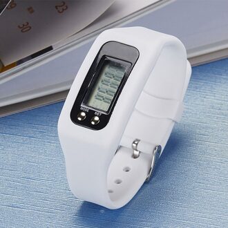 Digitale Lcd Stappenteller Run Stap Loopafstand Calorie Counter Sport Horloge Armband TOO789 wit