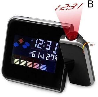 Digitale Led Backlight Display Projectie Wekker Ondersteuning Vochtigheid Thermometer Kalender Y9J5 Temperatuur Weer Snooze E0I3