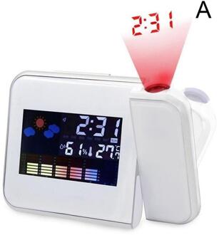 Digitale Led Backlight Display Projectie Wekker Temperatuur Ondersteuning Vochtigheid Weer Kalender Thermometer Snooze H2L4